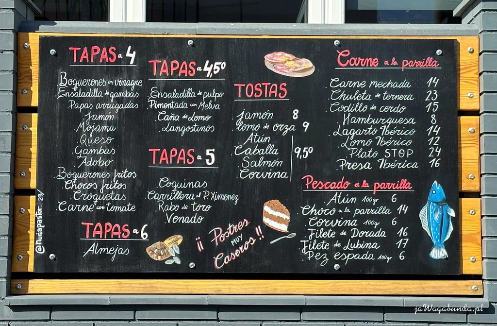 menu w języku hiszpańskim